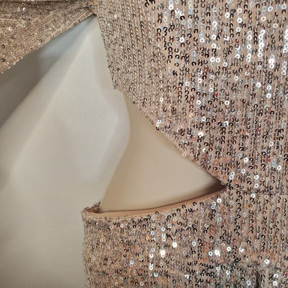 Mac Duggal Sequined One Shoulder Cut Out Gown Silver 26730 Size 8 New - Picture 9 of 14